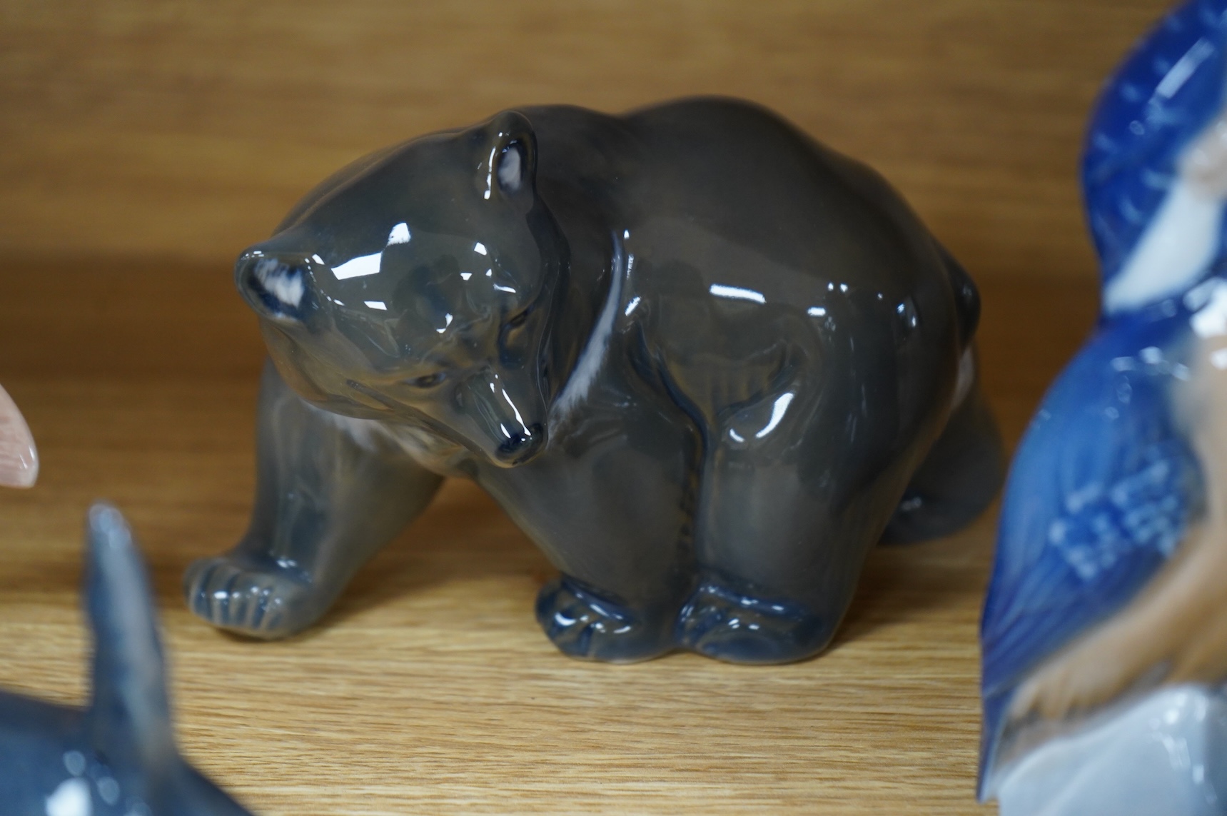 A group of seven Royal Copenhagen animals, tallest 18cm